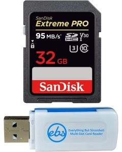 SanDisk 32GB SDHC Extreme Pro Memory Card Works with Olympus OM-D E-M10 Mark II, Pen E-PL9 Mirrorless Camera 4K V30 (SDSDXXG-032G-GN4IN) Bundle with (1) Everything But Stromboli Combo Card Reader